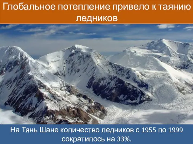 На Тянь Шане количество ледников с 1955 по 1999 сократилось