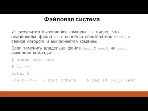 Файловая система Из результата выполнения команды ls видно, что владельцем