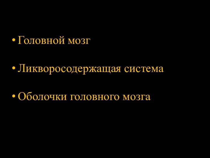 Головной мозг Ликворосодержащая система Оболочки головного мозга