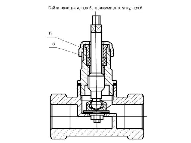 Гайка накидная, поз.5, прижимает втулку, поз.6 5 6
