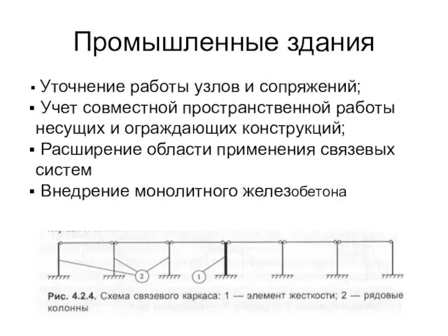 Промышленные здания Уточнение работы узлов и сопряжений; Учет совместной пространственной