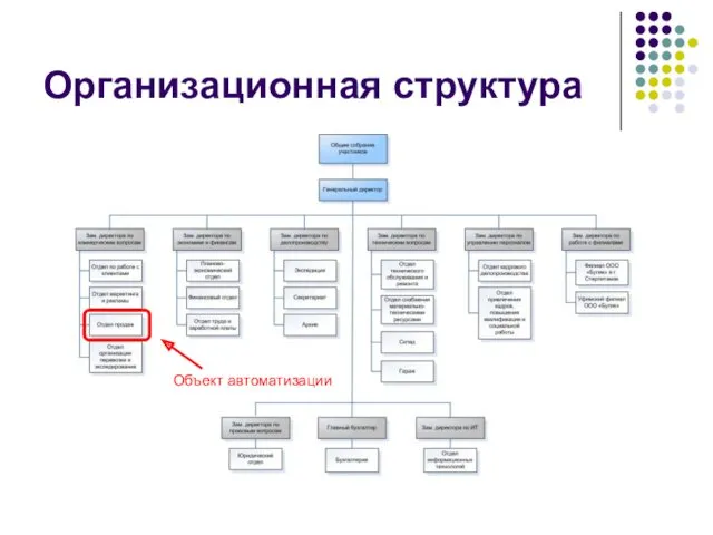 Организационная структура Объект автоматизации