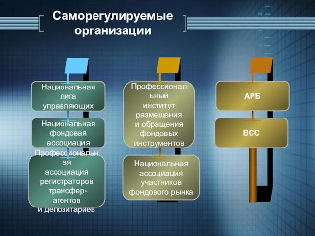 Саморегулируемые организации Национальная лига управляющих Национальная фондовая ассоциация Профессиональная ассоциация