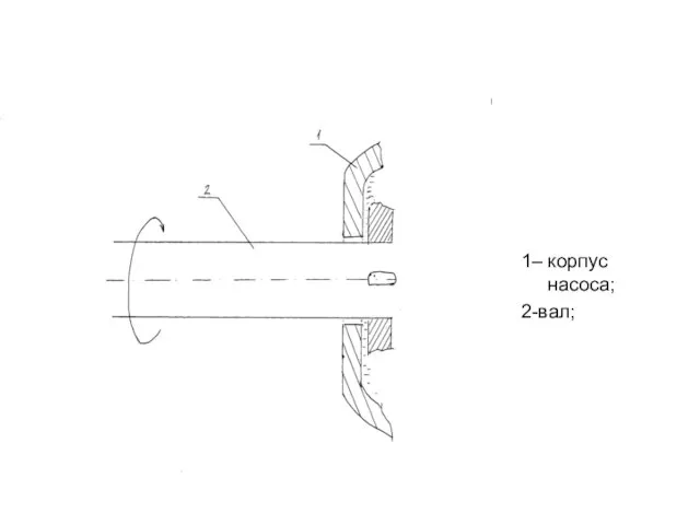 1– корпус насоса; 2-вал;
