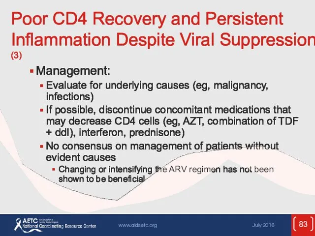 Poor CD4 Recovery and Persistent Inflammation Despite Viral Suppression (3)