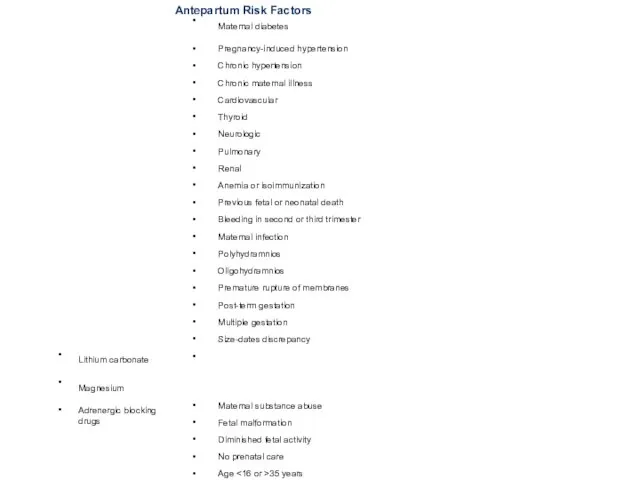 Antepartum Risk Factors