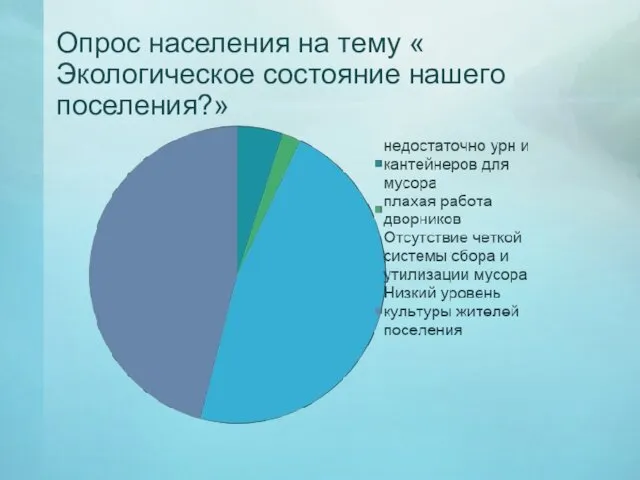 Опрос населения на тему « Экологическое состояние нашего поселения?»