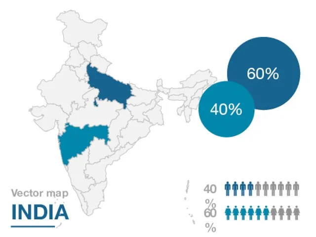 Vector map INDIA 60% 40%