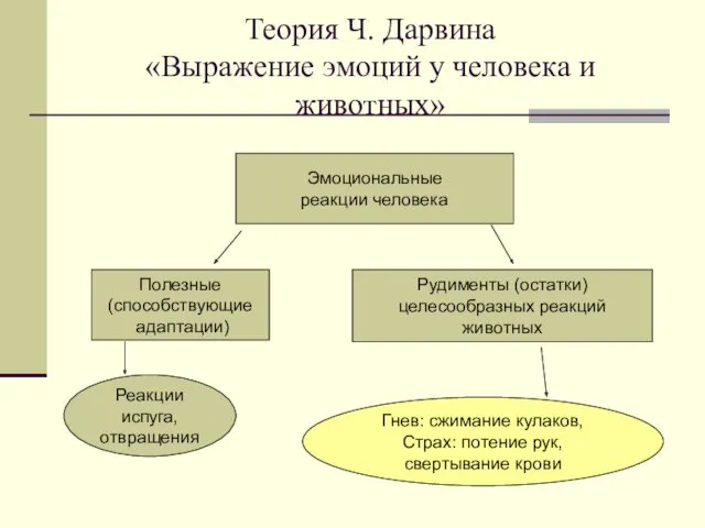 Теория Ч. Дарвина «Выражение эмоций у человека и животных» Эмоциональные