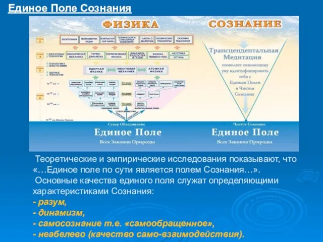 Теоретические и эмпирические исследования показывают, что «…Единое поле по сути