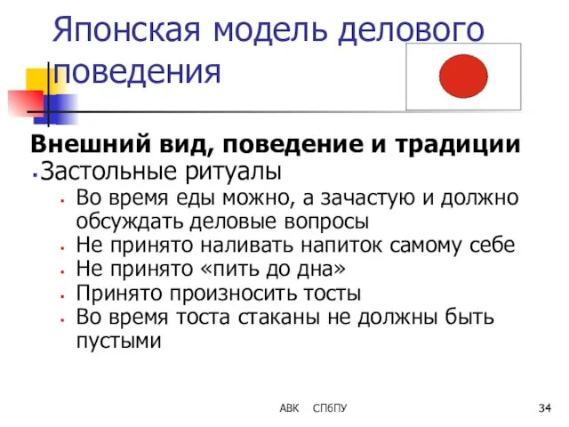 Японская модель делового поведения Внешний вид, поведение и традиции Застольные