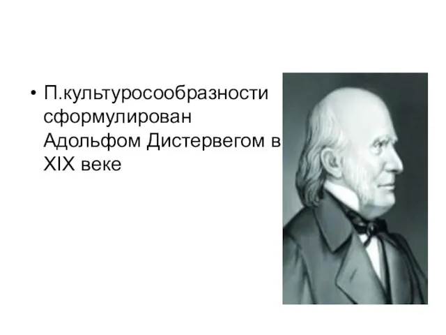 П.культуросообразности сформулирован Адольфом Дистервегом в XIX веке