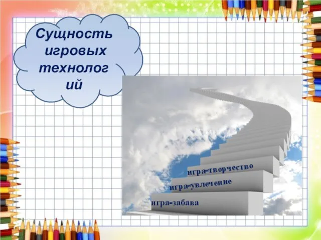 Сущность игровых технологий игра-забава игра-увлечение игра-творчество