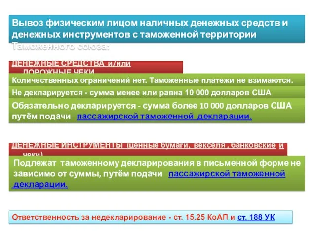 Вывоз физическим лицом наличных денежных средств и денежных инструментов с