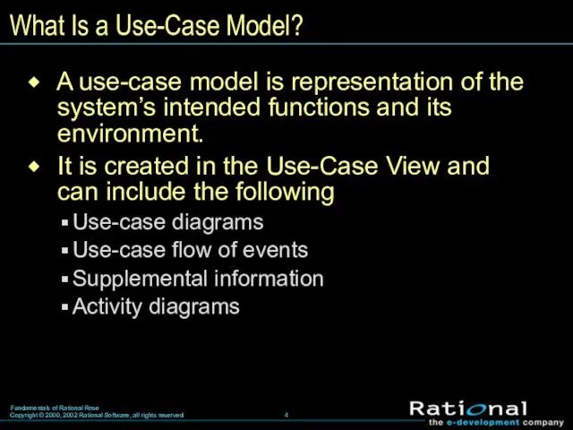 What Is a Use-Case Model? A use-case model is representation