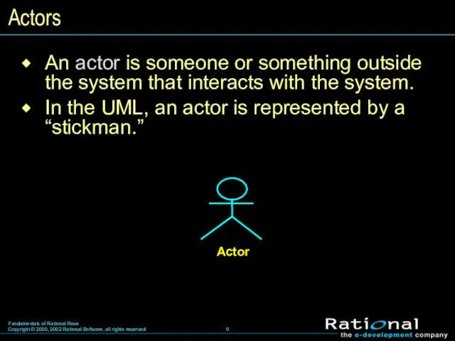 An actor is someone or something outside the system that