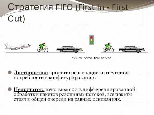 Стратегия FIFO (First In - First Out) Достоинство: простота реализации