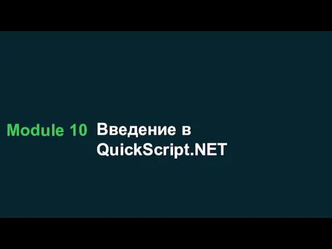 Module 10 Введение в QuickScript.NET