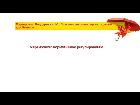 Маркировка. Поддержка в 1С. Практика автоматизации с пользой для бизнеса Маркировка: нормативное регулирование