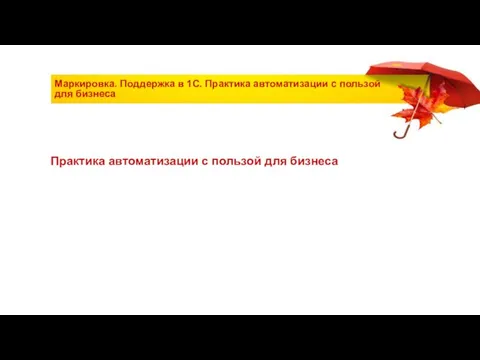 Маркировка. Поддержка в 1С. Практика автоматизации с пользой для бизнеса Практика автоматизации с пользой для бизнеса