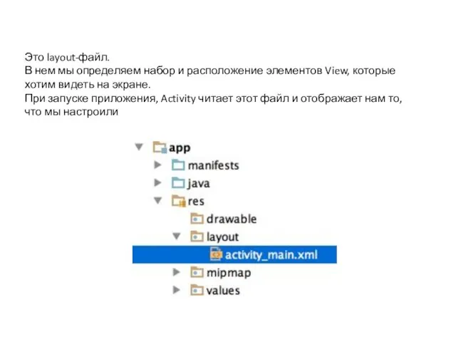 Это layout-файл. В нем мы определяем набор и расположение элементов