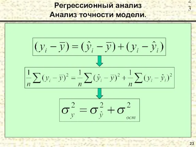 23 Регрессионный анализ Анализ точности модели.