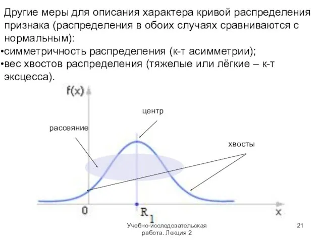 Другие меры для описания характера кривой распределения признака (распределения в