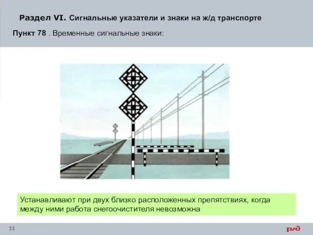 Раздел VI. Сигнальные указатели и знаки на ж/д транспорте Пункт