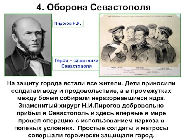 4. Оборона Севастополя На защиту города встали все жители. Дети