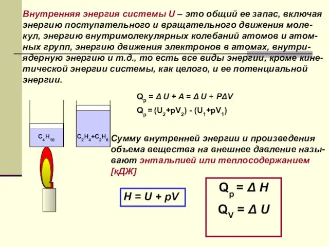 Qp = Δ U + A = Δ U +