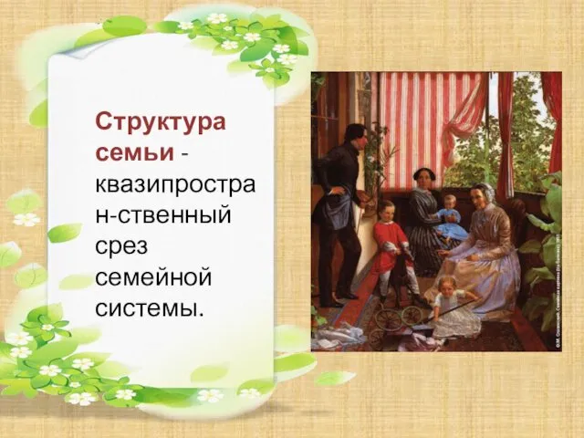 Структура семьи - квазипростран-ственный срез семейной системы.