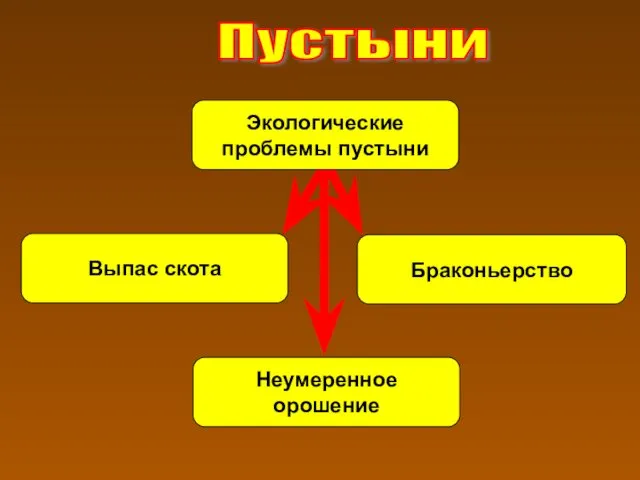 Выпас скота Браконьерство Неумеренное орошение Экологические проблемы пустыни Пустыни