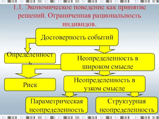 1.1. Экономическое поведение как принятие решений. Ограниченная рациональность индивидов. Достоверность