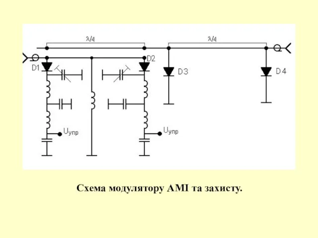 Схема модулятору АМІ та захисту.