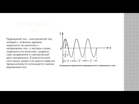 ПЕРЕМЕННЫЙ ТОК. Переменный ток - электрический ток, который с течением