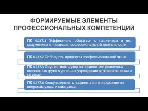 ФОРМИРУЕМЫЕ ЭЛЕМЕНТЫ ПРОФЕССИОНАЛЬНЫХ КОМПЕТЕНЦИЙ