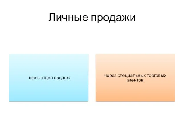 Личные продажи через отдел продаж через специальных торговых агентов