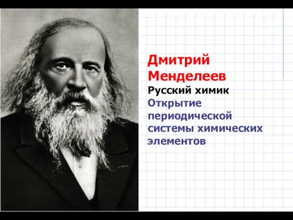 Дмитрий Менделеев Русский химик Открытие периодической системы химических элементов