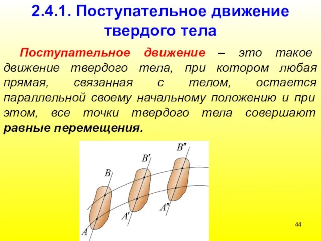 2.4.1. Поступательное движение твердого тела Поступательное движение – это такое