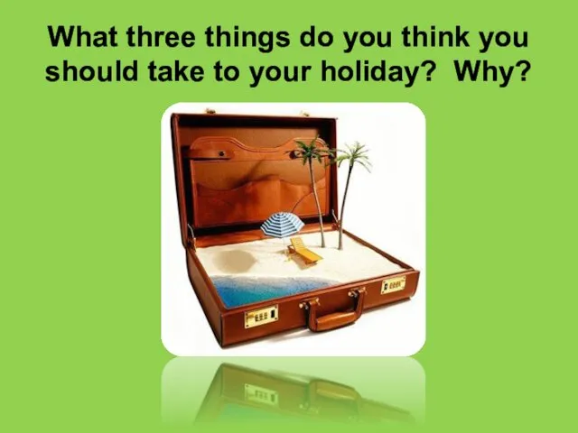 What three things do you think you should take to your holiday? Why?