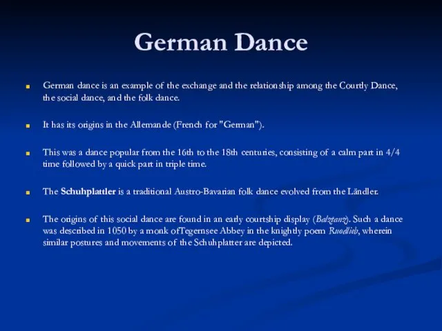 German Dance German dance is an example of the exchange