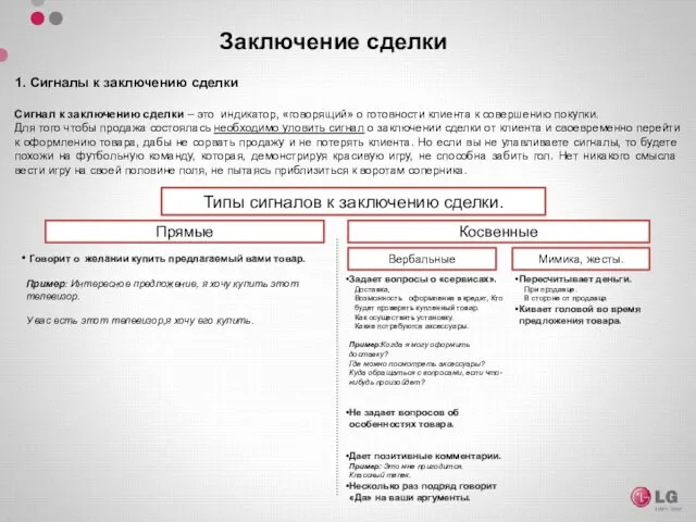 Заключение сделки 1. Сигналы к заключению сделки Сигнал к заключению