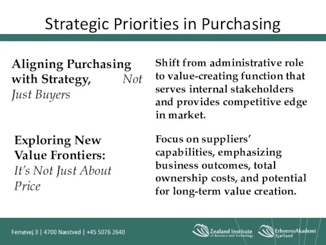 Strategic Priorities in Purchasing Aligning Purchasing with Strategy, Not Just