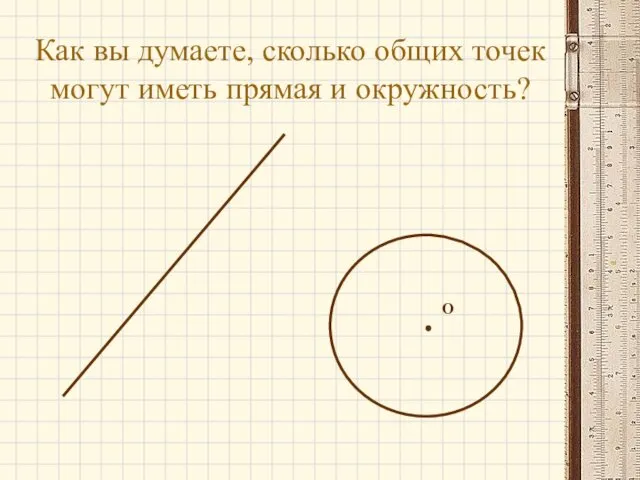 Как вы думаете, сколько общих точек могут иметь прямая и окружность? О