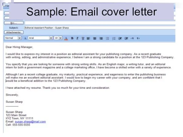 Sample: Email cover letter