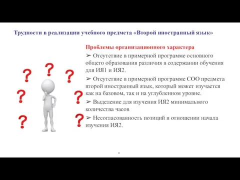 Проблемы организационного характера ➢ Отсутствие в примерной программе основного общего