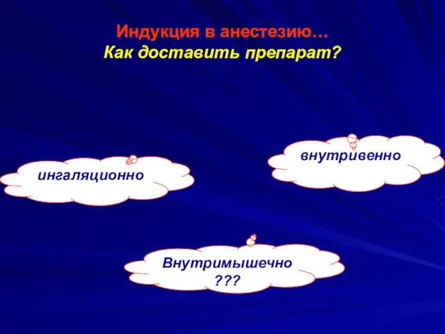 Индукция в анестезию… Как доставить препарат? ингаляционно внутривенно Внутримышечно???