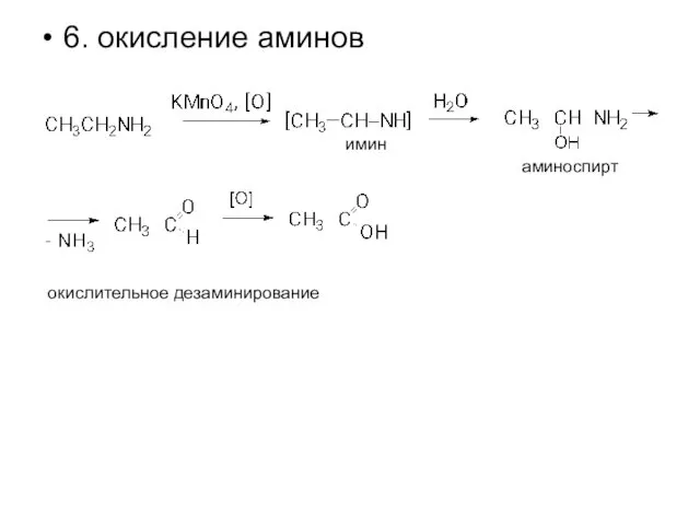 6. окисление аминов окислительное дезаминирование имин аминоспирт