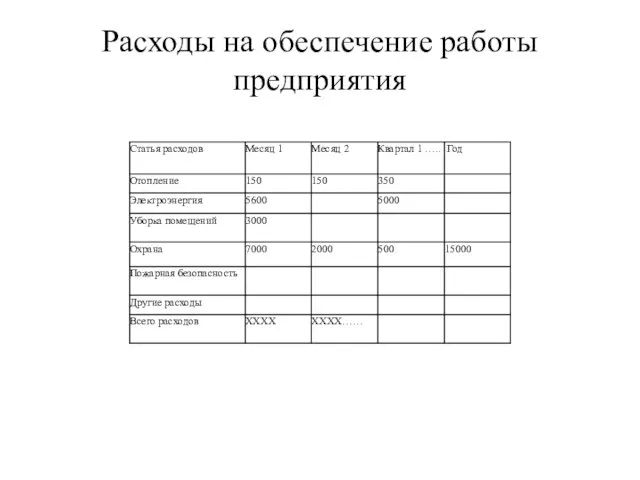 Расходы на обеспечение работы предприятия