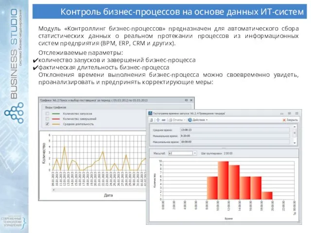 Контроль бизнес-процессов на основе данных ИТ-систем Модуль «Контроллинг бизнес-процессов» предназначен